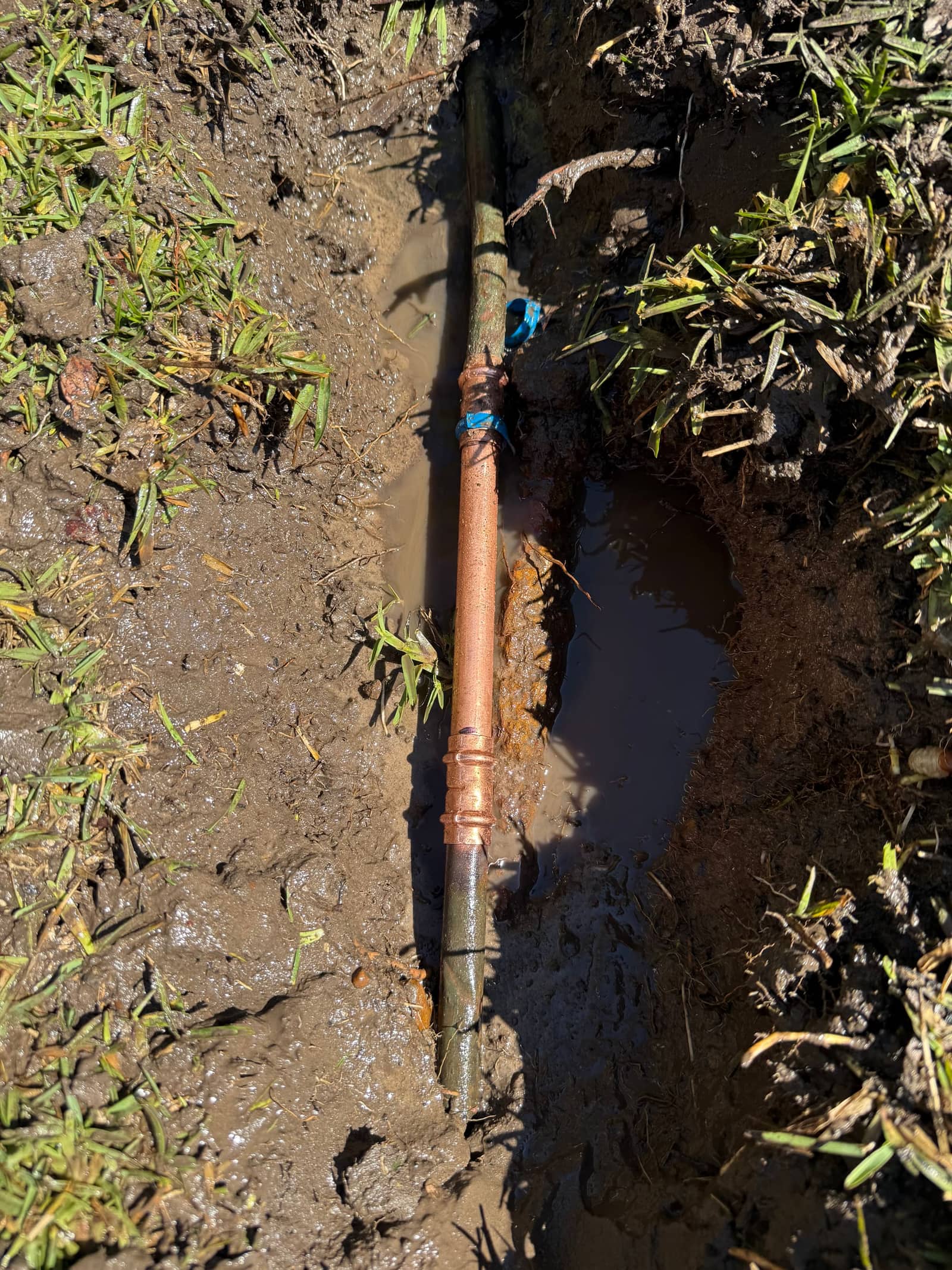 New Type B copper section joined into the water line to replace the failed pipe in Roseville