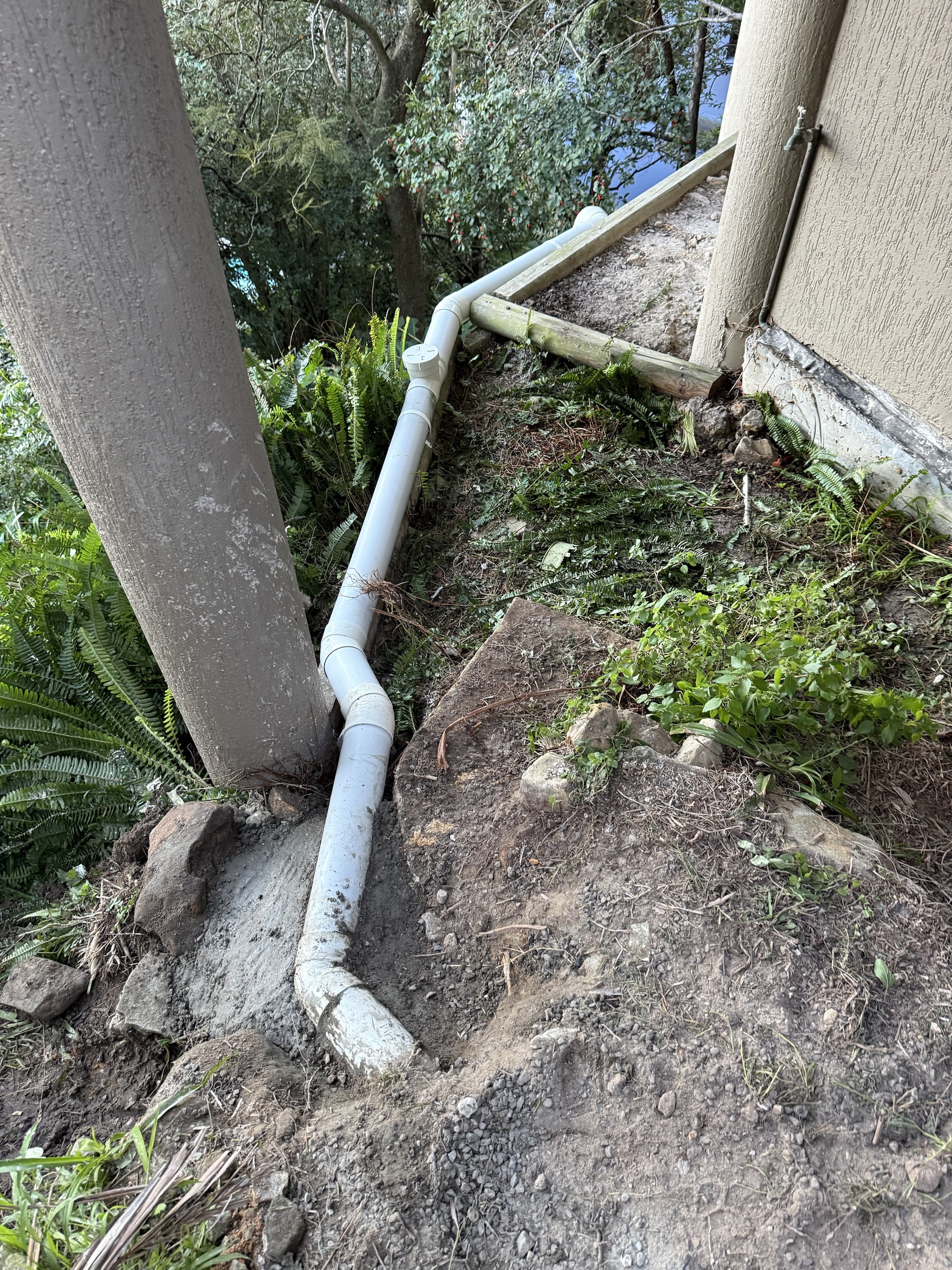 New sewer pipework rerouted around the broken section at the Seaforth property